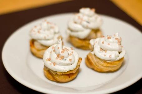 Caramelized Pear "Cupcakes" With Blue Cheese Frosting