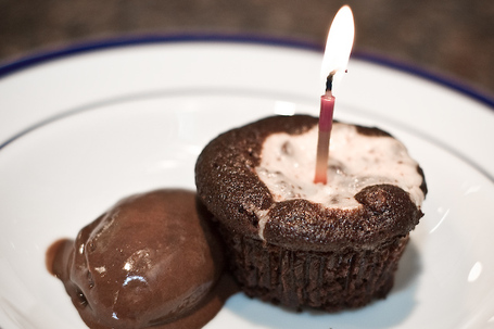 Chocolate Cupcakes With Cream Cheese Filling And Chocolate Gelato