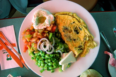 Breakfast at Yotvata Kosher (Dairy) Restaurant in Tel Aviv