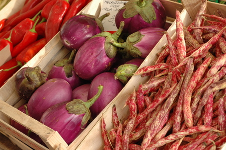 Hot Peppers, Eggplant and Borlotti Beans