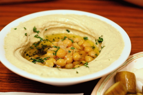 Hummus with Chickpeas at Abu Shukri in the Old City of Jerusalem