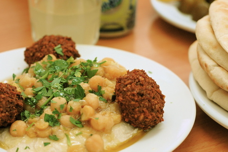 Hummus with Chickpeas and Falafel at Taami in Jerusalem