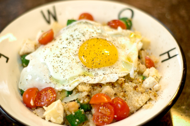 Leftovers Recomposed Couscous With Zucchini A Fried Egg And Truffle Oil Herbivoracious Vegetarian Recipe Blog Easy Vegetarian Recipes Vegetarian Cookbook Kosher Recipes Meatless Recipes