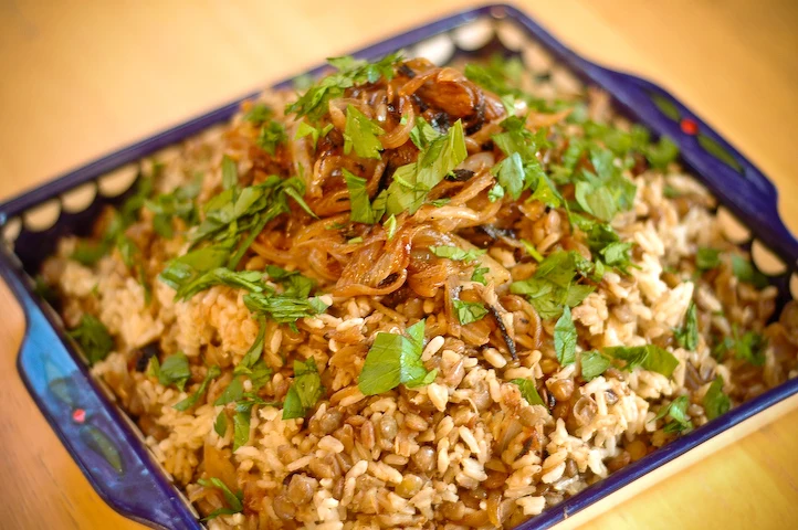 Recipe: Mujadara (Rice, Lentils and Caramelized Onion Pilaf)
