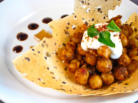 Chana Chaat in a Papadum Bowl