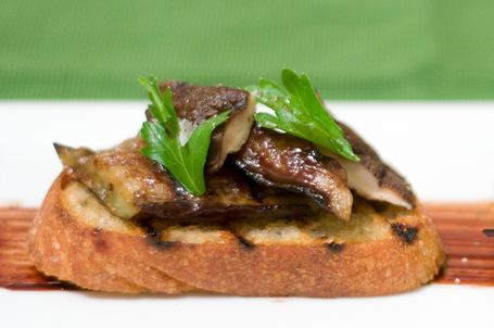 Grilled Eggplant And Shiitake Bruschetta