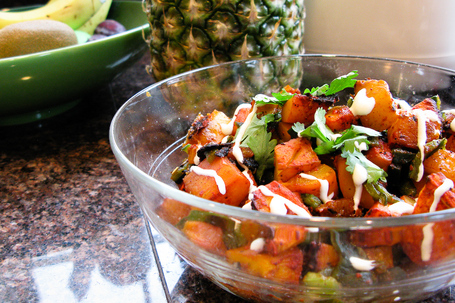 Grilled butternut squash taco filling