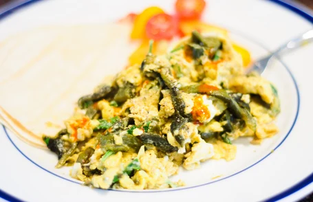 Scrambled Eggs With Epazote And Poblanos