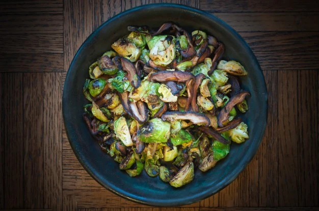 Pan Roasted Brussels Sprouts with Shiitakes and Smoked Paprika - Recipe