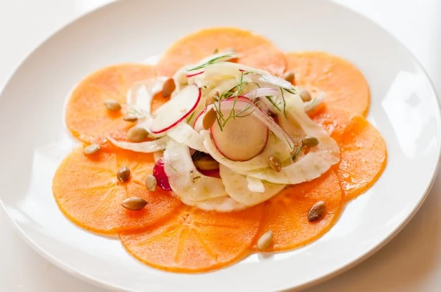 Persimmon Carpaccio with Fennel Salad - Recipe