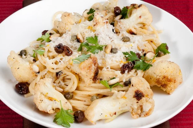 Sicilian Spaghetti with Pan-Roasted Cauliflower - Recipe from My Cookbook