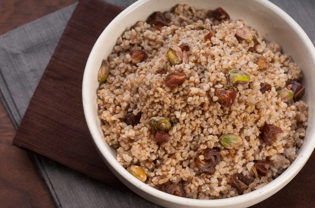 Kasha Pilaf with Dates, Pistachios and Baharat - Recipe