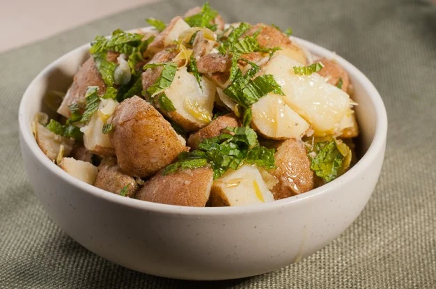 Green Garlic and Mint Potato Salad - Recipe