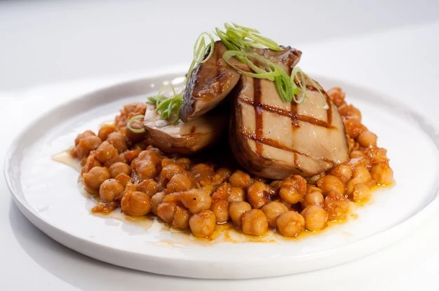 Saffron Chickpea Stew with Grilled Porcini Mushrooms - Recipe