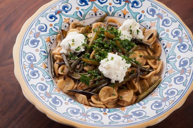 Orecchiette with Garlic Scapes, Ricotta, and Gremolata - Recipe