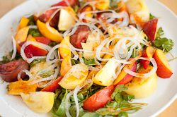 Nectarine and Tomato Salad Homey with Korean Dressing Family Style