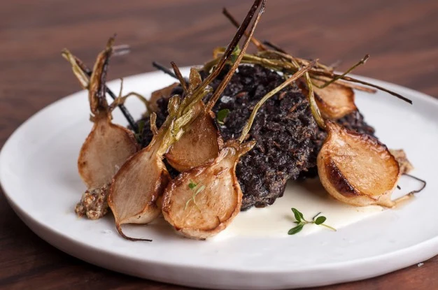 Black Rice Fritters with Turnips and Horseradish Cream - Recipe