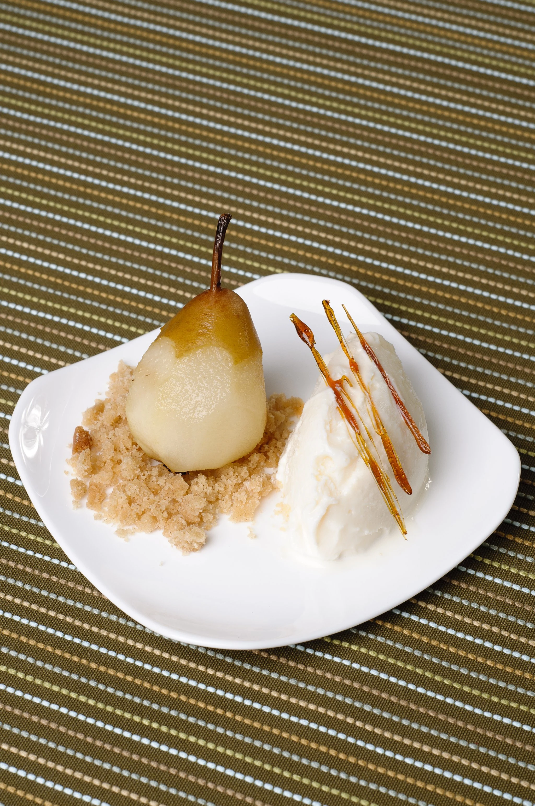 Seckel Pears with Cinnamon Pastry Crumbs - Recipe