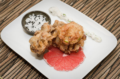 Maitake mushrooms in a beer-batter with Japanese style tartar sauce