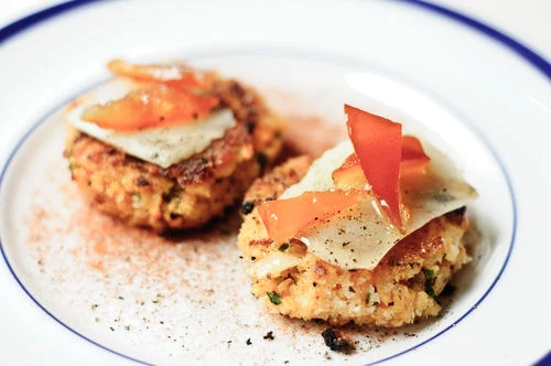 Paella Cakes with Manchego and Candied Seville Orange Peel - Recipe