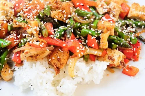 Asparagus and Tofu with Guilin Chili Sauce