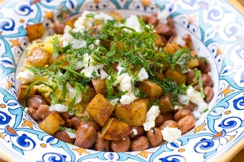 Fava Beans, Potatoes and Saffron Rice with Feta Cheese and Fresh Herbs - Recipe