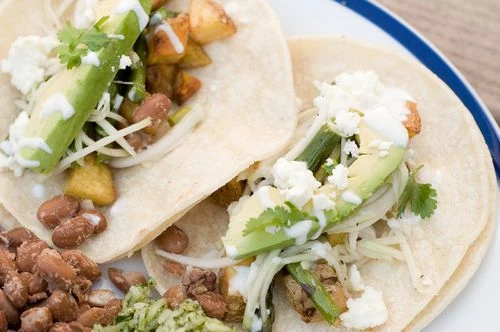 Roasted Potato and Asparagus Tacos with Kohlrabi Slaw - Recipe