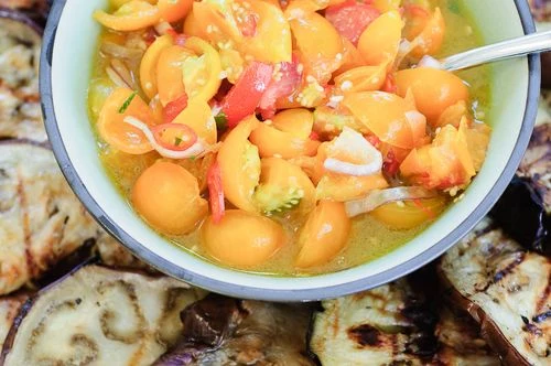 Grilled Eggplant with Arrabiata Fresca - Recipe