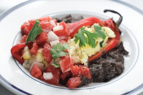 Hatch Chiles Stuffed with Cilantro Scrambled Egg - Recipe