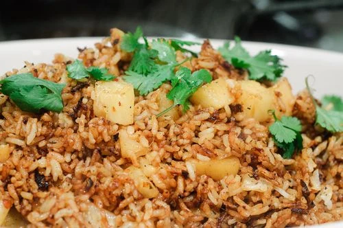 Red Curry Fried Rice with Seared Pineapple - Recipe