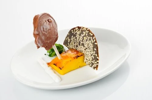 Anti-griddle Pudding Pop, Bruleed Mango, Black Sesame Tuile - Recipe