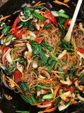 Stir frying japchae