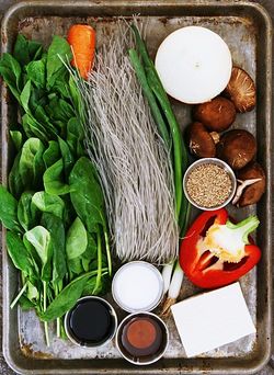 Japchae ingredients