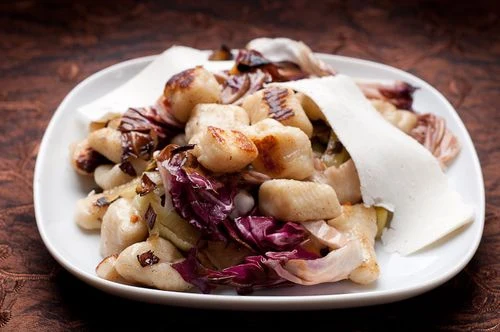 Pan-Fried Gnocchi with Radicchio, Leeks and Ricotta Salata - Vegetarian Recipe