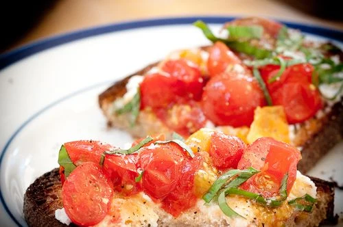 Lightly Cooked Cherry Tomato and Ricotta Bruschetta - Recipe