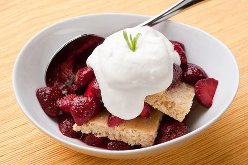 Strawberry "Shortcake" with Cornbread and Tarragon Whipped Cream - Recipe