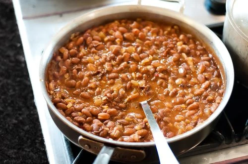 Vegetarian Frijoles Charros - Mexican Cowboy Beans with Smoked Onion - Recipe